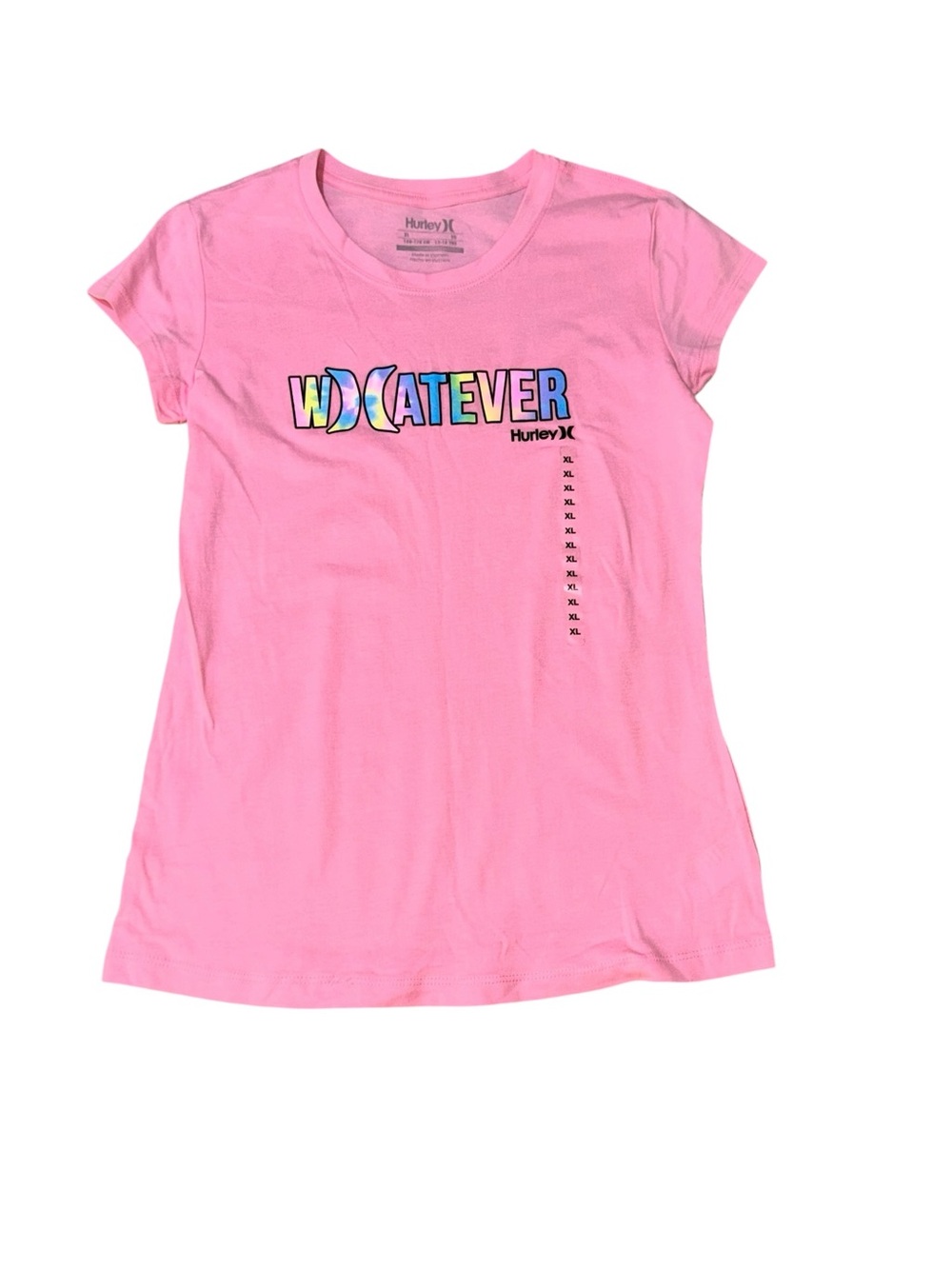Hurley Girl's Size XL Fitted Short Sleeve Crew Neck T-Shirt Top Graphic Print